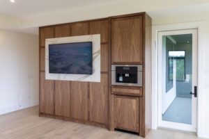 A modern cabinet design with tv in the middle